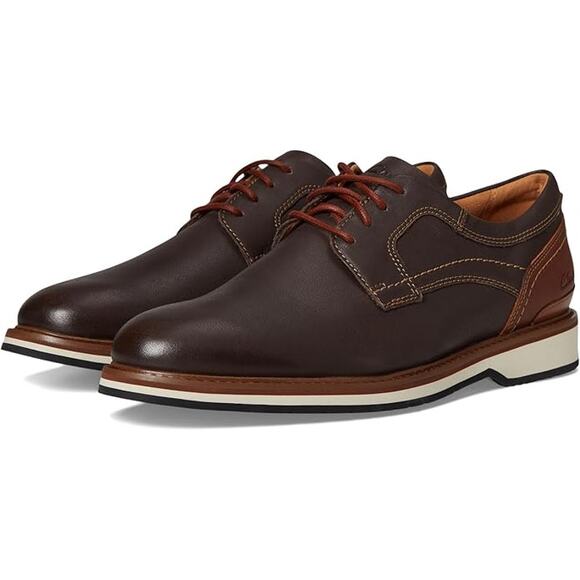 NWT Clarks Men's Monahan Plain Oxford Brown Leather 13